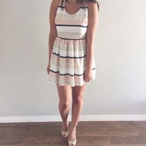 Striped Fit & Flare Dress
